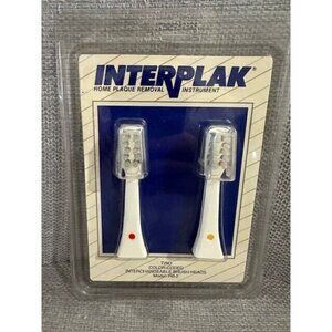 Vintage 1991 Interplak Replacement Brush Heads RB-2 Red Yellow Color Coded NOS